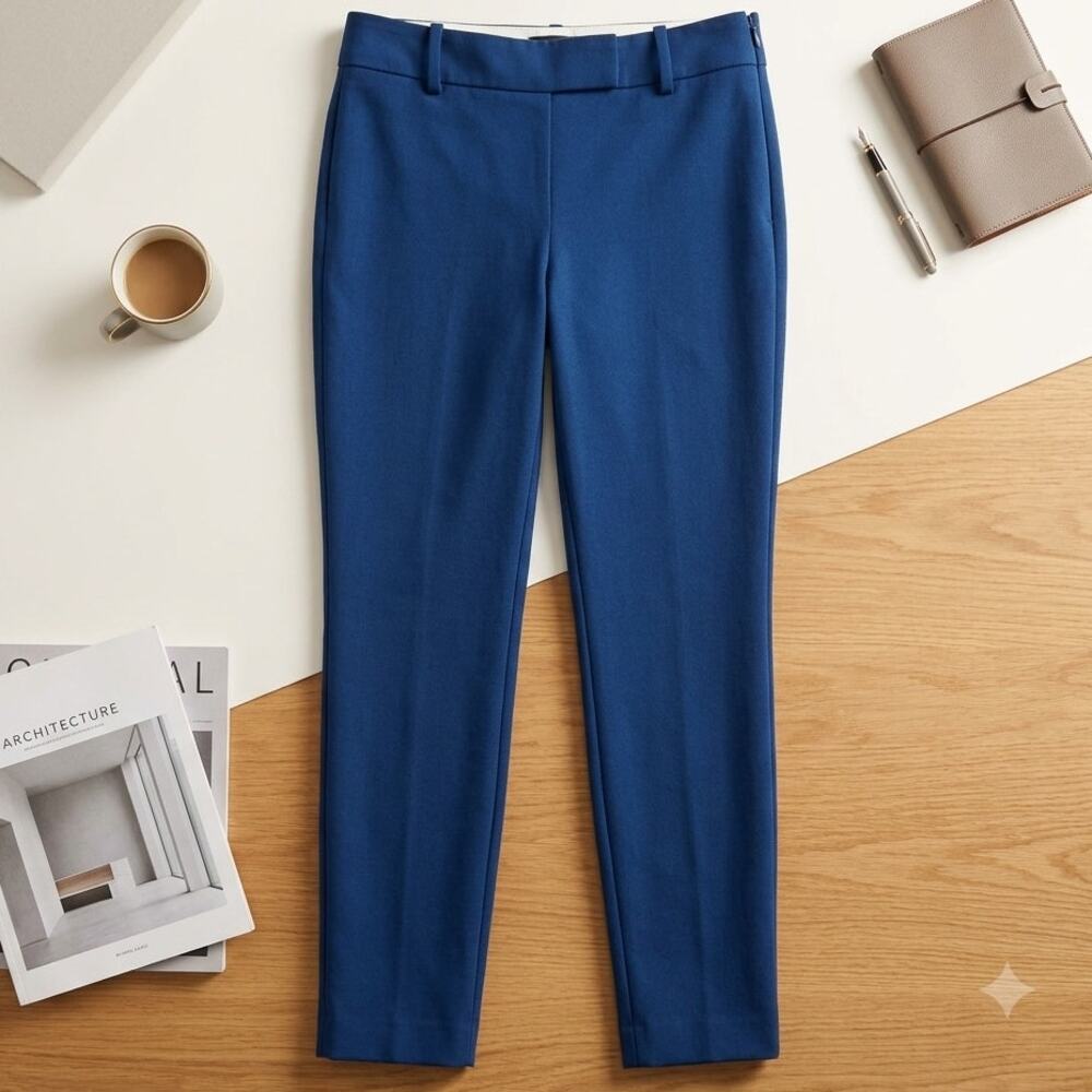 J Crew Minnie Stretch Wool Dress Pants Blue Mid Rise Skinny Ankle Womens 0P